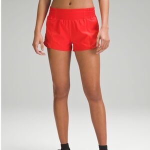 Lululemon Hotty Hot high rise 2.5” shorts, Hot Heat, size 4.